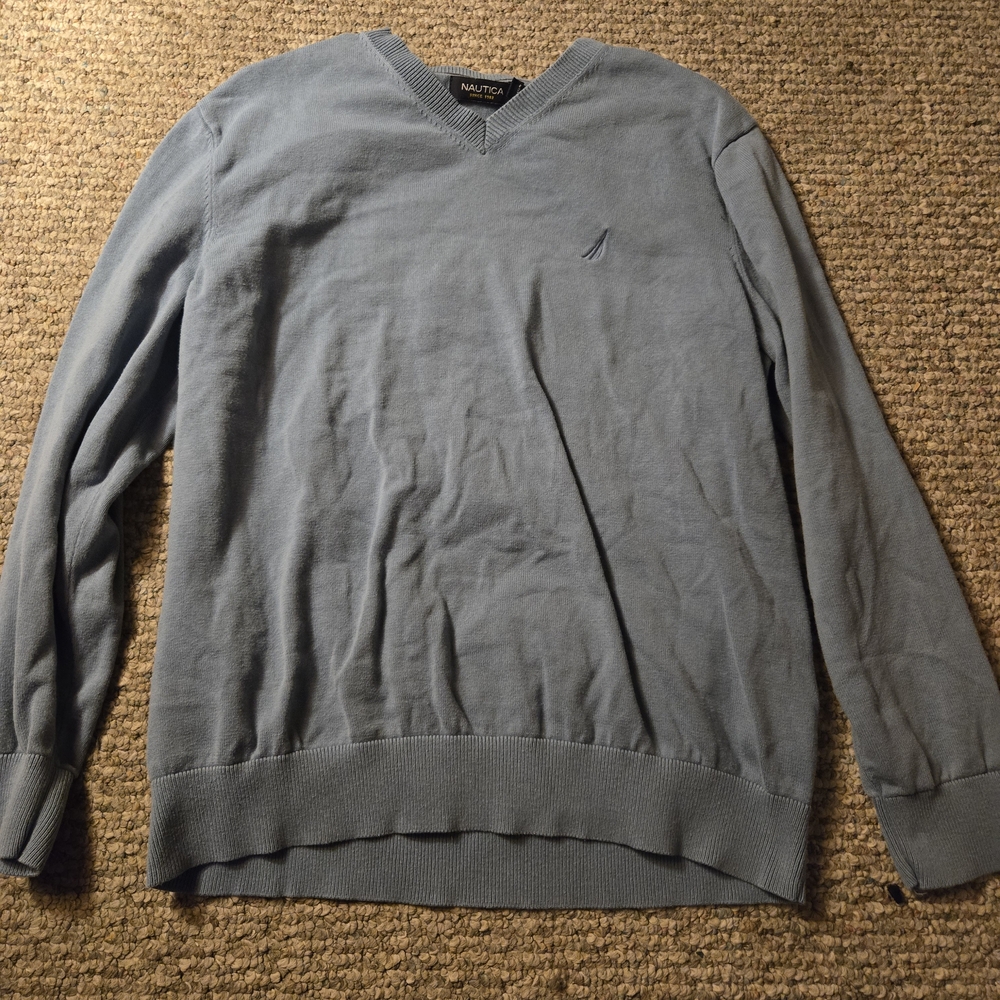Nautica Men's Blue V-Neck Sweater
